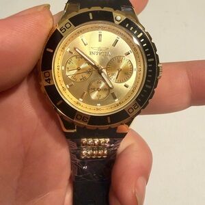 Invicta Aviator Unisex Watch - 38mm, Black, Gold (49892)